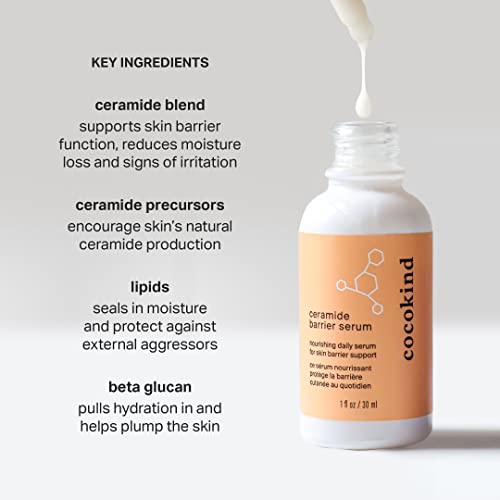 🌿💧 Cocokind Ceramide Serum | Hydrating Face Serum for All Skin Types | Ceramides, Squalane & Lactic Acid for Barrier Repair - Vegan 💧🌿