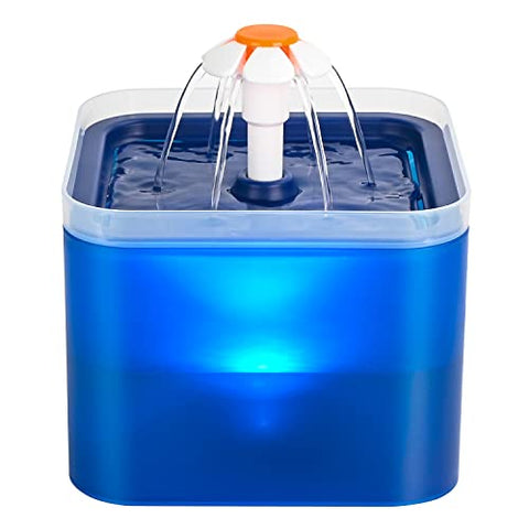 🐾💧 AONBOY Ultra Silent Pet Water Fountain 67oz/2L with LED Light - Ideal for Cats & Small Dogs - Activated Carbon Filter (Blue) 💧🐾