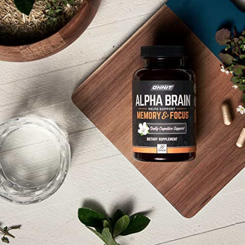 🧠 ONNIT Alpha Brain Nootropic Supplement - 30 Ct. 🚀 Focus & Memory Enhancer for Men & Women, Caffeine-Free 🌿 - Cat's Claw, Bacopa, Oat Straw