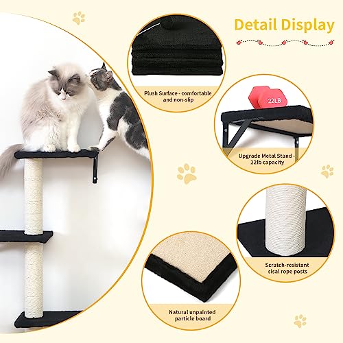 🐾🖤 ESOTTE Modern Wall-Mounted Cat Furniture - 5pcs Black Set 🖤🐾
