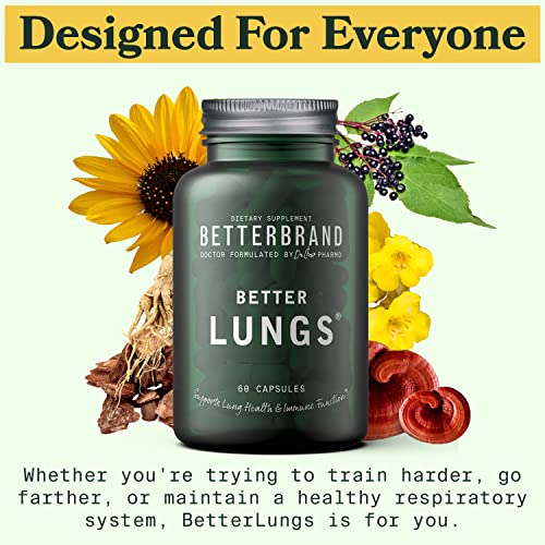 🌬️💊 Betterbrand BetterLungs Daily Respiratory Health Supplement (60 Capsules) | Enhanced with Vitamin D, Elderberry, Ginseng, Mullein, Reishi Mushroom 💊🌬️