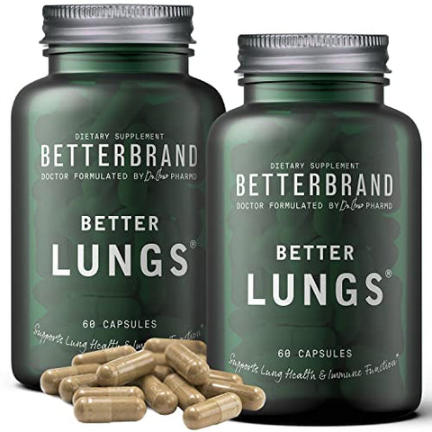 🌬️💊 Betterbrand BetterLungs Daily Respiratory Health Supplement (60 Capsules) | Enhanced with Vitamin D, Elderberry, Ginseng, Mullein, Reishi Mushroom 💊🌬️