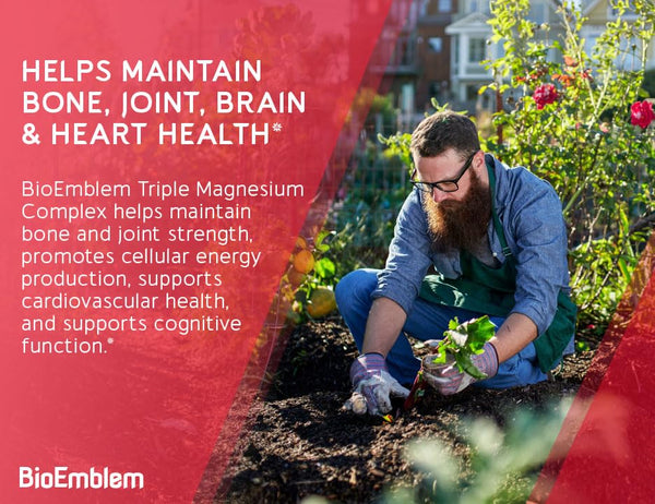 🌿💊 BioEmblem Triple Magnesium Complex | 300mg Blend of Glycinate, Malate, & Citrate | Supports Muscles, Nerves, & Energy | Vegan, Non-GMO - 90 Capsules 💊🌿
