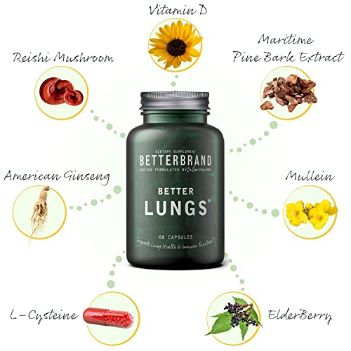 🌬️💊 Betterbrand BetterLungs Daily Respiratory Health Supplement (60 Capsules) | Enhanced with Vitamin D, Elderberry, Ginseng, Mullein, Reishi Mushroom 💊🌬️