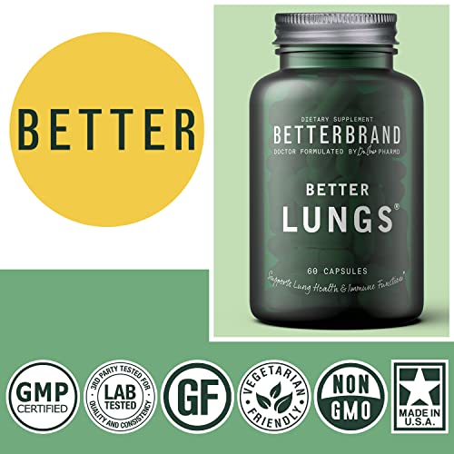 🌬️💊 Betterbrand BetterLungs Daily Respiratory Health Supplement (60 Capsules) | Enhanced with Vitamin D, Elderberry, Ginseng, Mullein, Reishi Mushroom 💊🌬️