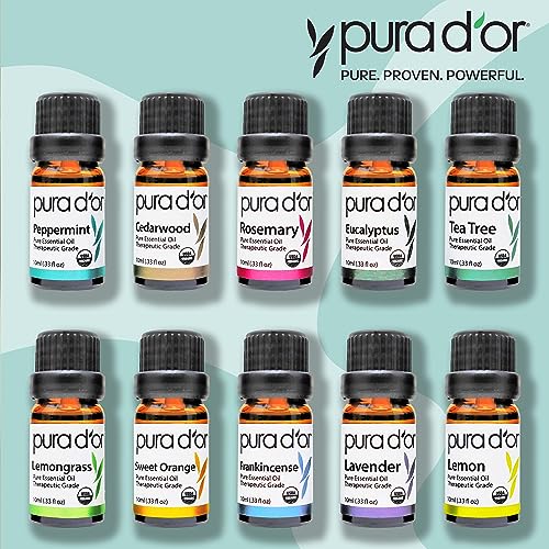 🌿🎁 PURA D'OR Perfect10 Organic Essential Oils Gift Set - A Symphony of Aromatherapy (10 x 10ml) 🎁🌿