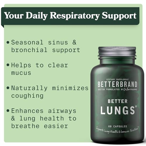 🌬️💊 Betterbrand BetterLungs Daily Respiratory Health Supplement (60 Capsules) | Enhanced with Vitamin D, Elderberry, Ginseng, Mullein, Reishi Mushroom 💊🌬️