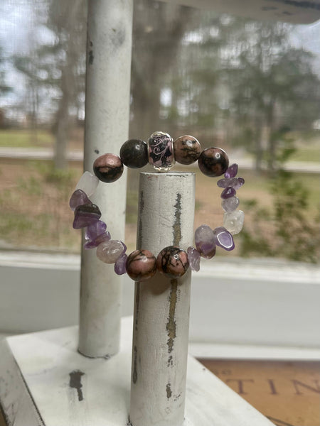 Empathetic Embrace - Rhodochrosite & Amethyst Healing Bracelet